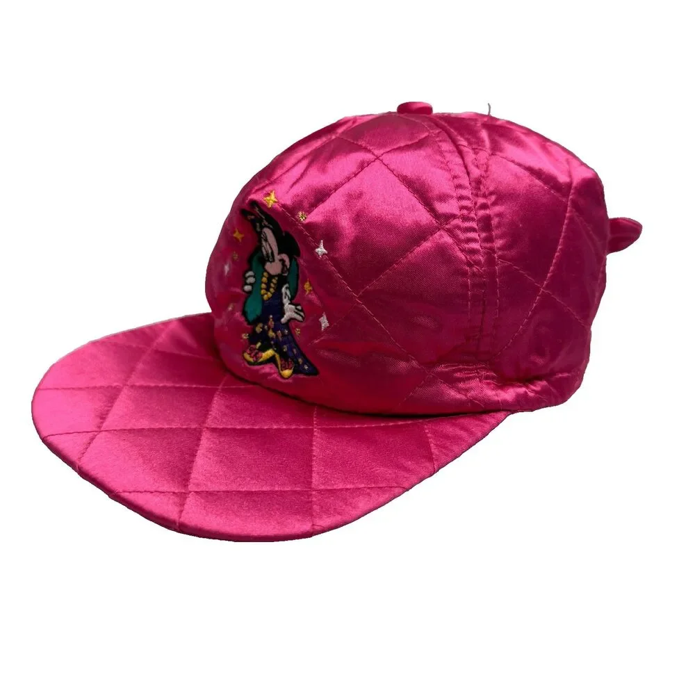 Minnie Mouse Glamour Vintage Quilted Disney Store Hat Cap Pink Satin 4-6X